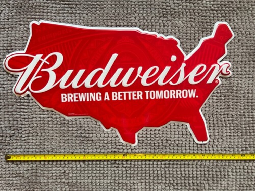 NEW Budweiser Beer United State America Map Tin Tacker Metal Beer Bar Sign RARE